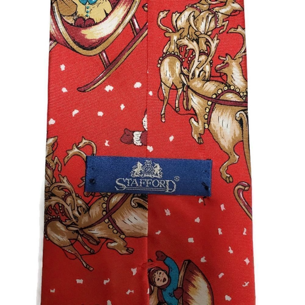 Stafford Mens Christmas Tie Vintage Santa Sleigh - Picture 5 of 6